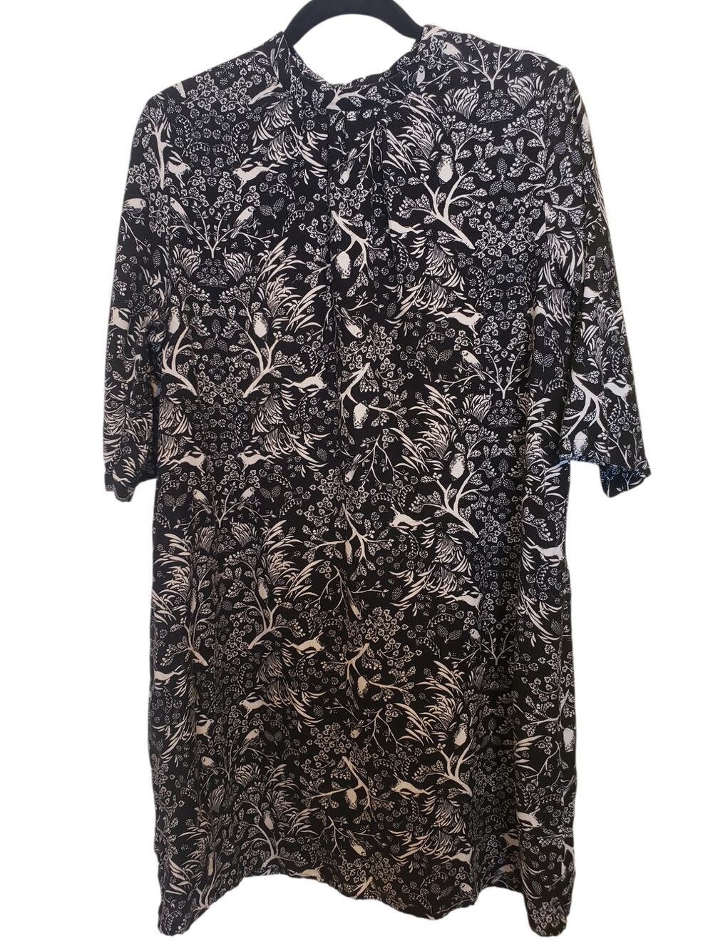 Old Navy Woodland Creature Dress Black White Shift Mini Rabbit Large